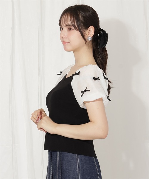 WILLSELECTION(ウィルセレクション)の「ハートネックミニリボンニット(ニット/セーター・レディース・ピンク/ブラック系その他/ブラック・FREE)」の7枚目の写真