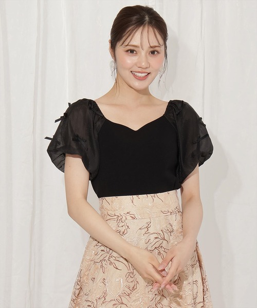 WILLSELECTION(ウィルセレクション)の「ハートネックミニリボンニット(ニット/セーター・レディース・ピンク/ブラック系その他/ブラック・FREE)」の5枚目の写真