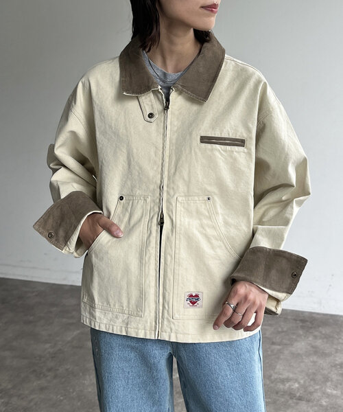 CPCM（シーピーシーエム）の「ヴィンテージ風ワークブルゾン（ブルゾン・レディース・アイボリー/チャコールグレー/キャメル・MEDIUM/SMALL）」の10枚目の写真