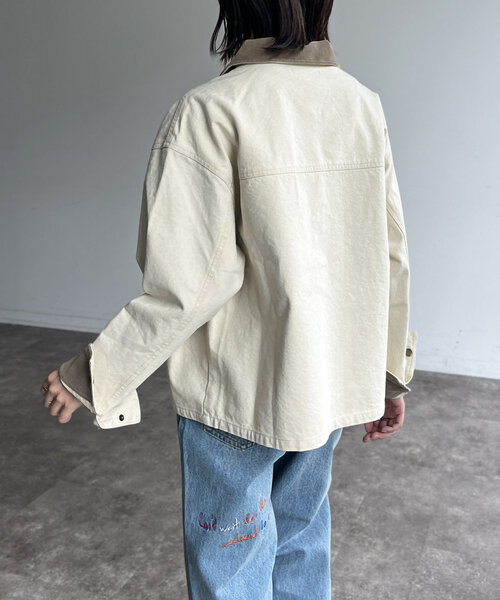 CPCM（シーピーシーエム）の「ヴィンテージ風ワークブルゾン（ブルゾン・レディース・アイボリー/チャコールグレー/キャメル・MEDIUM/SMALL）」の13枚目の写真