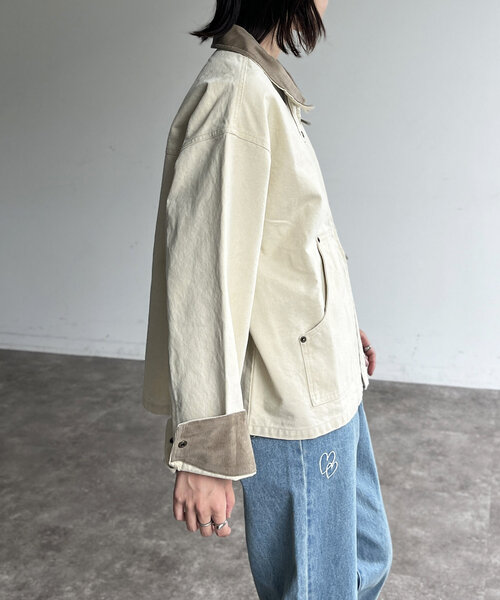 CPCM（シーピーシーエム）の「ヴィンテージ風ワークブルゾン（ブルゾン・レディース・アイボリー/チャコールグレー/キャメル・MEDIUM/SMALL）」の14枚目の写真