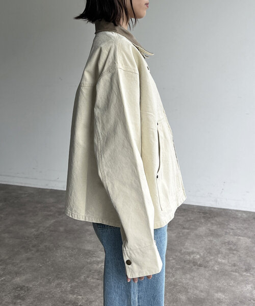CPCM（シーピーシーエム）の「ヴィンテージ風ワークブルゾン（ブルゾン・レディース・アイボリー/チャコールグレー/キャメル・MEDIUM/SMALL）」の18枚目の写真
