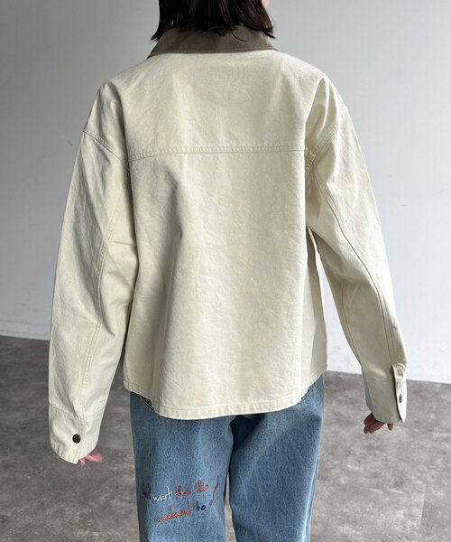 CPCM（シーピーシーエム）の「ヴィンテージ風ワークブルゾン（ブルゾン・レディース・アイボリー/チャコールグレー/キャメル・MEDIUM/SMALL）」の19枚目の写真