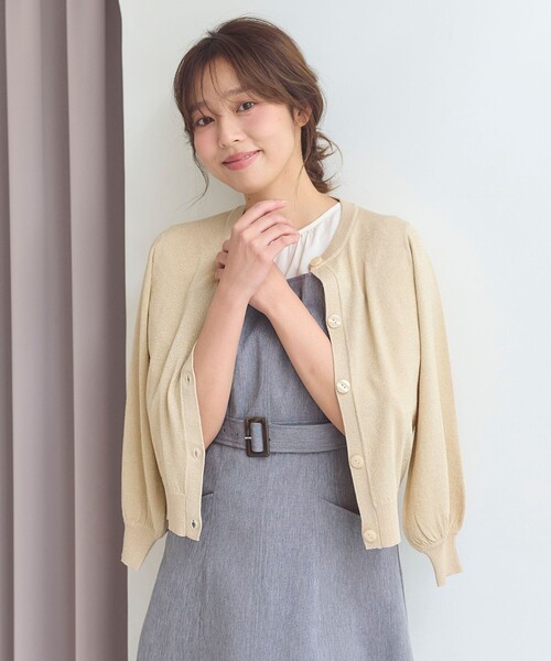 Feroux（フェルゥ）の「【洗える】ラメニットカーディガン（カーディガン/ボレロ・レディース・ベージュ系/ライトグレー系/ブルー系/ピンク系・F）」の5枚目の写真