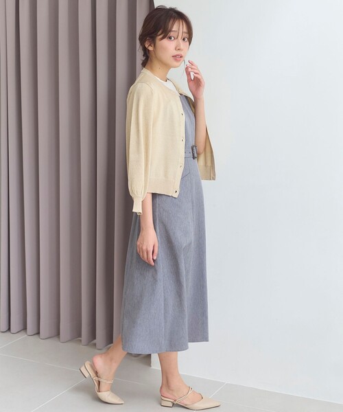Feroux（フェルゥ）の「【洗える】ラメニットカーディガン（カーディガン/ボレロ・レディース・ベージュ系/ライトグレー系/ブルー系/ピンク系・F）」の8枚目の写真
