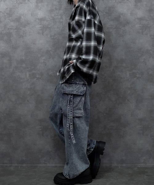 INTER FACTORY（インターファクトリー）の「しの - Cut Off Ombre Check Flannel Shirts / カットオフオンブレチェックフランネルシャツ　made in INTER FACTORY（シャツ/ブラウス・メンズ・ブラック/ブルー・SMALL/MEDIUM/LARGE）」の9枚目の写真