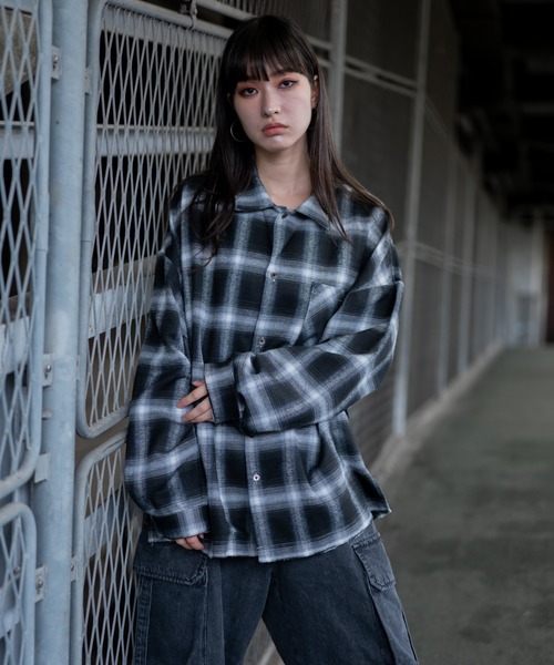 洒落品Ｙ's formenフラノベストＭ 裏地タータンチェックで見事なお洒落っ気 セール】しの - Cut Off Ombre Check Flannel Shirts / カット