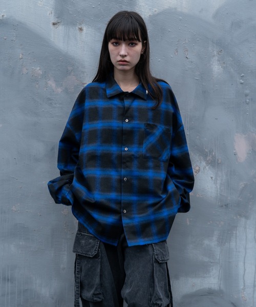 セール】しの - Cut Off Ombre Check Flannel Shirts / カットオフ