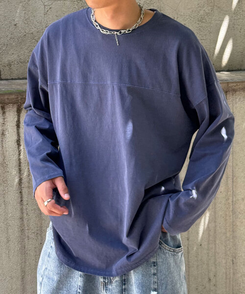 CIAOPANIC(チャオパニック)の「ピグメントBIGフットボールTEE(Tシャツ/カットソー・レディース・チャコールグレー/アイボリー/ネイビー/ピンク・FREE)」の3枚目の写真
