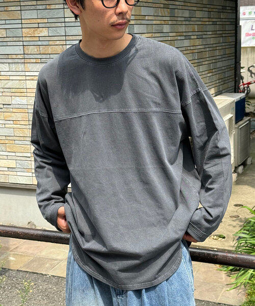 CIAOPANIC(チャオパニック)の「ピグメントBIGフットボールTEE(Tシャツ/カットソー・レディース・チャコールグレー/アイボリー/ネイビー/ピンク・FREE)」の1枚目の写真