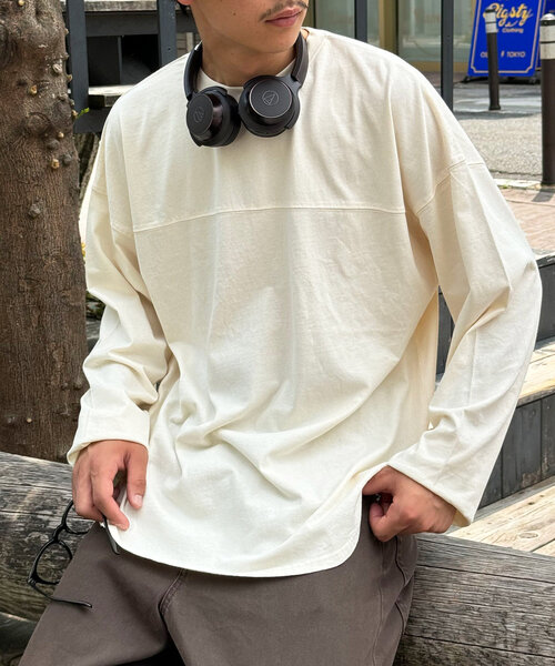 CIAOPANIC(チャオパニック)の「ピグメントBIGフットボールTEE(Tシャツ/カットソー・レディース・チャコールグレー/アイボリー/ネイビー/ピンク・FREE)」の2枚目の写真
