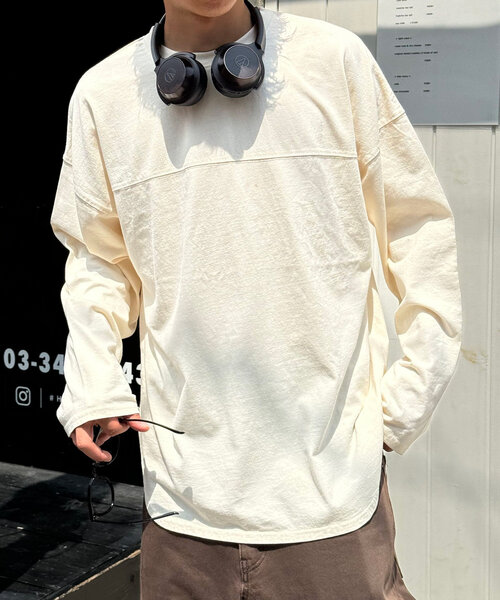 CIAOPANIC(チャオパニック)の「ピグメントBIGフットボールTEE(Tシャツ/カットソー・レディース・チャコールグレー/アイボリー/ネイビー/ピンク・FREE)」の5枚目の写真