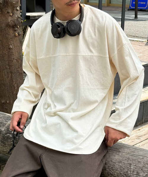 CIAOPANIC(チャオパニック)の「ピグメントBIGフットボールTEE(Tシャツ/カットソー・レディース・チャコールグレー/アイボリー/ネイビー/ピンク・FREE)」の6枚目の写真