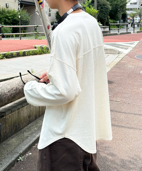 CIAOPANIC(チャオパニック)の「ピグメントBIGフットボールTEE(Tシャツ/カットソー・レディース・チャコールグレー/アイボリー/ネイビー/ピンク・FREE)」の8枚目の写真