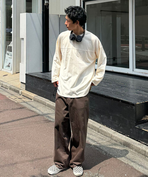 CIAOPANIC(チャオパニック)の「ピグメントBIGフットボールTEE(Tシャツ/カットソー・レディース・チャコールグレー/アイボリー/ネイビー/ピンク・FREE)」の9枚目の写真