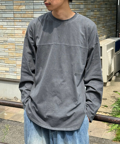 CIAOPANIC(チャオパニック)の「ピグメントBIGフットボールTEE(Tシャツ/カットソー・レディース・チャコールグレー/アイボリー/ネイビー/ピンク・FREE)」の12枚目の写真