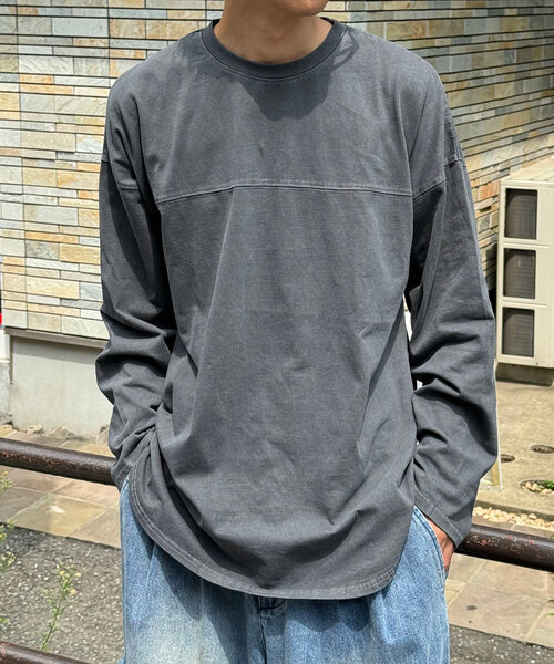 CIAOPANIC(チャオパニック)の「ピグメントBIGフットボールTEE(Tシャツ/カットソー・レディース・チャコールグレー/アイボリー/ネイビー/ピンク・FREE)」の13枚目の写真