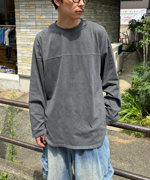 CIAOPANIC(チャオパニック)の「ピグメントBIGフットボールTEE(Tシャツ/カットソー・レディース・チャコールグレー/アイボリー/ネイビー/ピンク・FREE)」の14枚目の写真