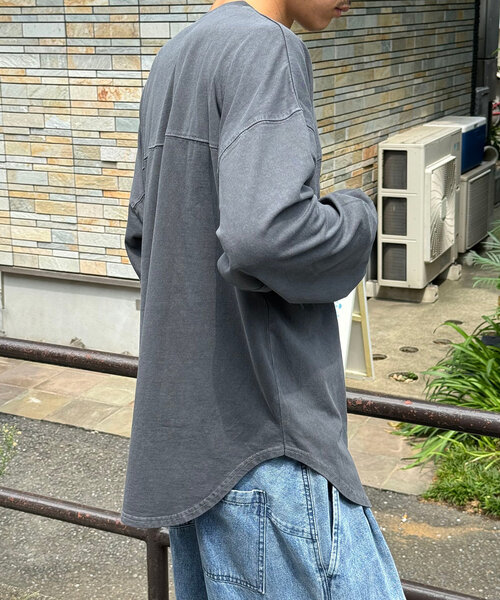 CIAOPANIC(チャオパニック)の「ピグメントBIGフットボールTEE(Tシャツ/カットソー・レディース・チャコールグレー/アイボリー/ネイビー/ピンク・FREE)」の15枚目の写真