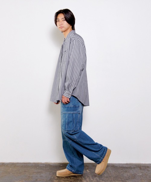 GLAZOS（グラソス）の「デニム・ダブルニーカーゴパンツ（その他パンツ・キッズ・ライトブルー/ブラック・S/M/L/LL）」の3枚目の写真