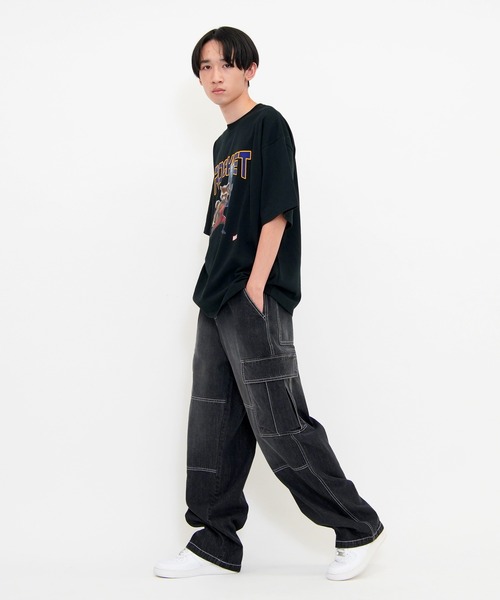 GLAZOS（グラソス）の「デニム・ダブルニーカーゴパンツ（その他パンツ・キッズ・ライトブルー/ブラック・S/M/L/LL）」の5枚目の写真