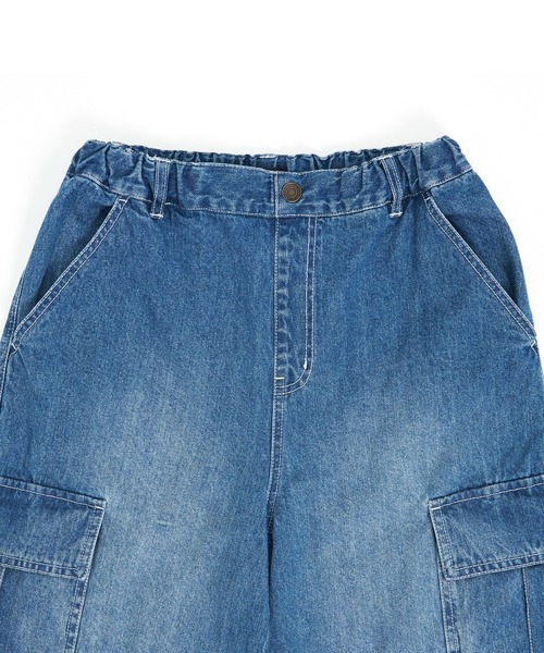 GLAZOS（グラソス）の「デニム・ダブルニーカーゴパンツ（その他パンツ・キッズ・ライトブルー/ブラック・S/M/L/LL）」の6枚目の写真
