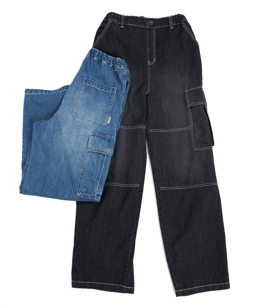 GLAZOS（グラソス）の「デニム・ダブルニーカーゴパンツ（その他パンツ・キッズ・ライトブルー/ブラック・S/M/L/LL）」の13枚目の写真