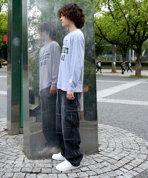 GLAZOS（グラソス）の「デニム・ダブルニーカーゴパンツ（その他パンツ・キッズ・ライトブルー/ブラック・S/M/L/LL）」の16枚目の写真