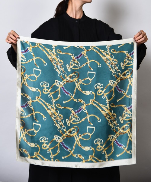 セール】3-8A9 大判スカーフ ヘッドスカーフ 70×70cm レトロ
