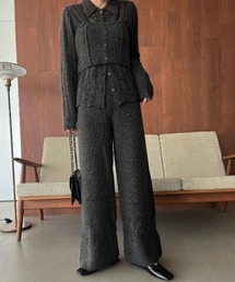 switching hem sheer crochet knit PT