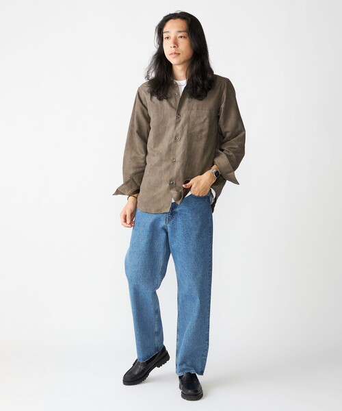 SHIPS(シップス)の「BENCH MARKING SHIRT: レギュラーカラー ポリエステル フェイクスエード シャツ(シャツ/ブラウス・メンズ・ダークグレー/グレー/ベージュ・MEDIUM/SMALL/LARGE)」の4枚目の写真