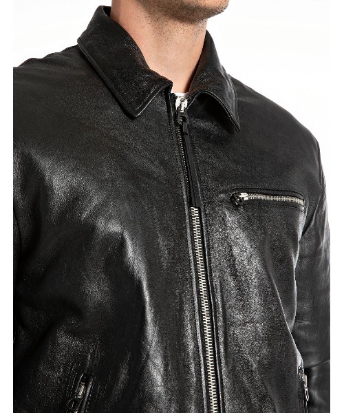 ベジタブルダイ シープレザージャケット（ライダースジャケット