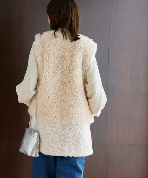 JOURNAL STANDARD relume(ジャーナルスタンダード レリューム)の「《追加》ミックスボア×フェイクファーベスト(ブルゾン・レディース・アイボリー/グレー・FREE)」の20枚目の写真
