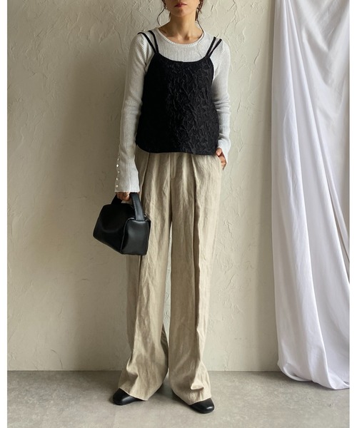 She's Closet(シーズクローゼット)の「袖ボタンクルーネックタイト長袖ラメリブニット(ニット/セーター・レディース・チャコール/シルバー/ブラック・FREE)」の16枚目の写真