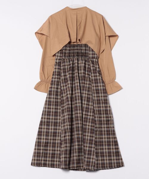 clear（クリア）の「【低身長用サイズ有】ケープ風チェック柄ドッキングフレアロングワンピース [大人 フェミニン]≪再入荷≫（ワンピース・レディース・ブラウン/ネイビー・F/XS）」の20枚目の写真