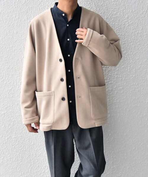 【セール】SHIPS any: 〈洗濯機可能〉ソフトダンボール ウォーム ノーカラー リラックス ジャケット◇（ノーカラージャケット）｜SHIPS any（シップス エニィ）