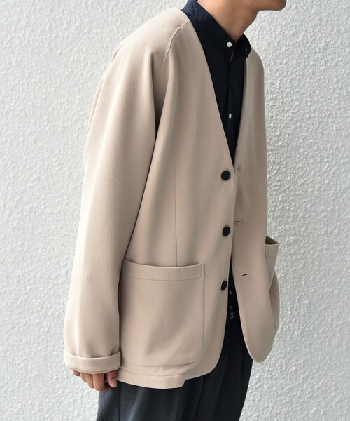 【セール】SHIPS any: 〈洗濯機可能〉ソフトダンボール ウォーム ノーカラー リラックス ジャケット◇（ノーカラージャケット）｜SHIPS any（シップス エニィ）