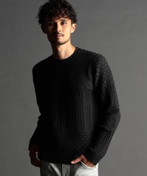 NICOLE CLUB FOR MEN | 編地切替 プルオーバーニット(ニット/セーター)