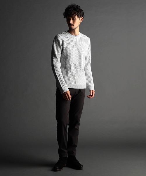 NICOLE CLUB FOR MEN（ニコルクラブフォーメン）の「編地切替 プルオーバーニット（ニット/セーター・メンズ・ホワイト系3/ブラック系/ホワイト系1/ホワイト系2・MEDIUM/LARGE/X-LARGE）」の15枚目の写真