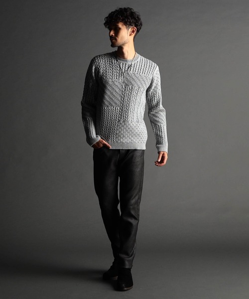 NICOLE CLUB FOR MEN（ニコルクラブフォーメン）の「編地切替 プルオーバーニット（ニット/セーター・メンズ・ホワイト系3/ブラック系/ホワイト系1/ホワイト系2・MEDIUM/LARGE/X-LARGE）」の17枚目の写真