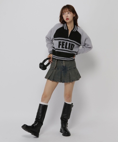 3.3 Field Trip （3.3フィールドトリップ）の「3.3 Field Trip／スポーティーハーフZIP（ニット/セーター・レディース・ホワイト/グレー・FREE）」の3枚目の写真