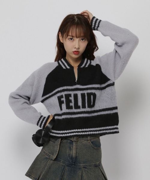 3.3 Field Trip （3.3フィールドトリップ）の「3.3 Field Trip／スポーティーハーフZIP（ニット/セーター・レディース・ホワイト/グレー・FREE）」の6枚目の写真