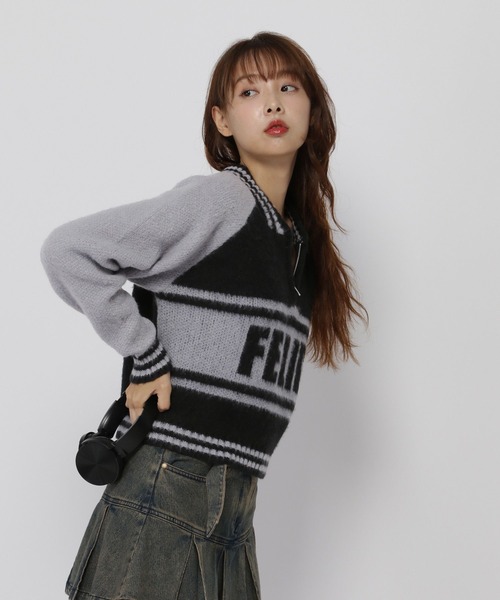 3.3 Field Trip （3.3フィールドトリップ）の「3.3 Field Trip／スポーティーハーフZIP（ニット/セーター・レディース・ホワイト/グレー・FREE）」の7枚目の写真