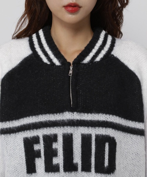 3.3 Field Trip （3.3フィールドトリップ）の「3.3 Field Trip／スポーティーハーフZIP（ニット/セーター・レディース・ホワイト/グレー・FREE）」の19枚目の写真