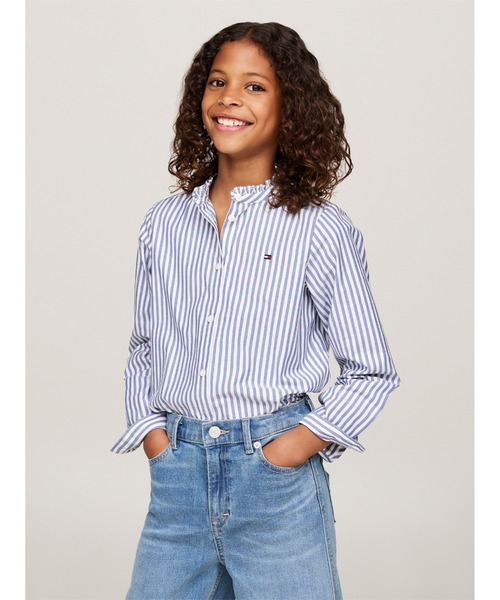 【セール】GIRLS ラッフルカラーロングスリーブブラウス（シャツ/ブラウス）｜TOMMY HILFIGER（トミーヒルフィガー）