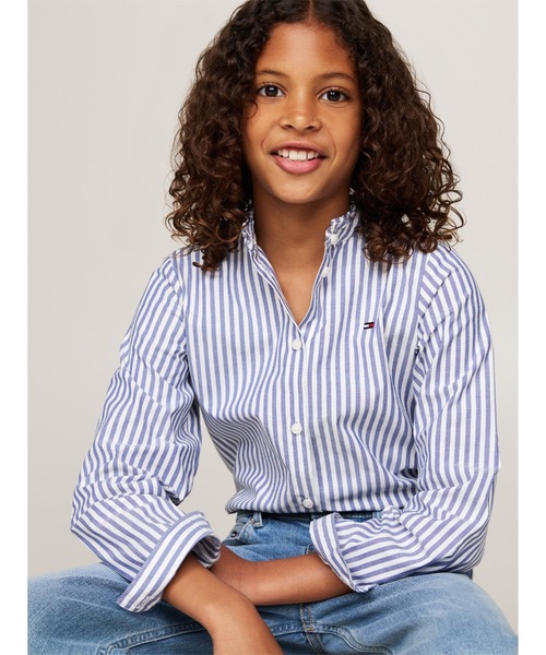 ラッフルロングスリーブトップス TOMMY HILFIGER ブラウス シャツ GIRLS ラッフルロングスリーブ