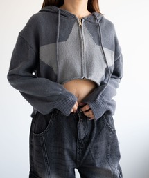 dispark | DISPARK/【24年秋冬新作】スターニットカーブヘムZIPパーカー(カーディガン/ボレロ)