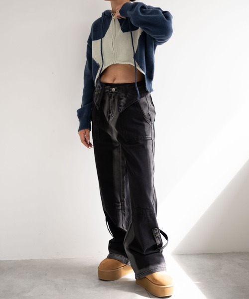 dispark（ディスパーク）の「DISPARK/スターニットカーブヘムZIPパーカー（カーディガン/ボレロ・レディース・ネイビー/チャコール・FREE）」の11枚目の写真