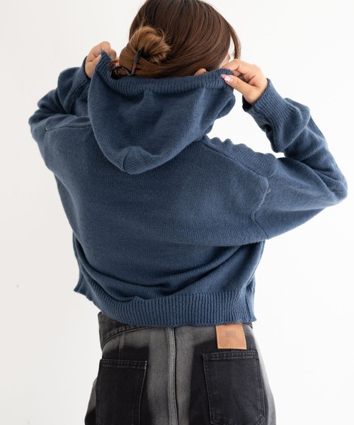 dispark（ディスパーク）の「DISPARK/スターニットカーブヘムZIPパーカー（カーディガン/ボレロ・レディース・ネイビー/チャコール・FREE）」の18枚目の写真