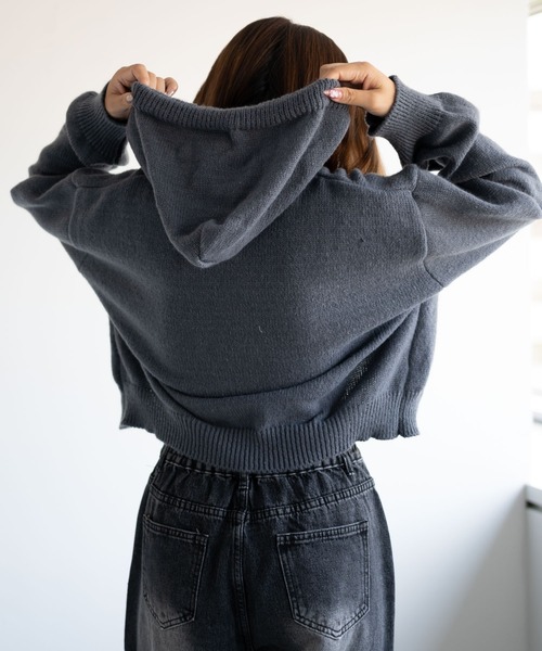 dispark（ディスパーク）の「DISPARK/スターニットカーブヘムZIPパーカー（カーディガン/ボレロ・レディース・ネイビー/チャコール・FREE）」の14枚目の写真